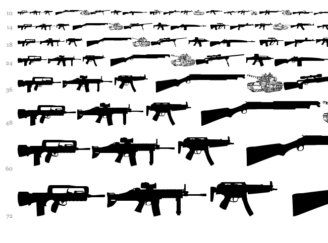 Army Weapons TFB font waterfall